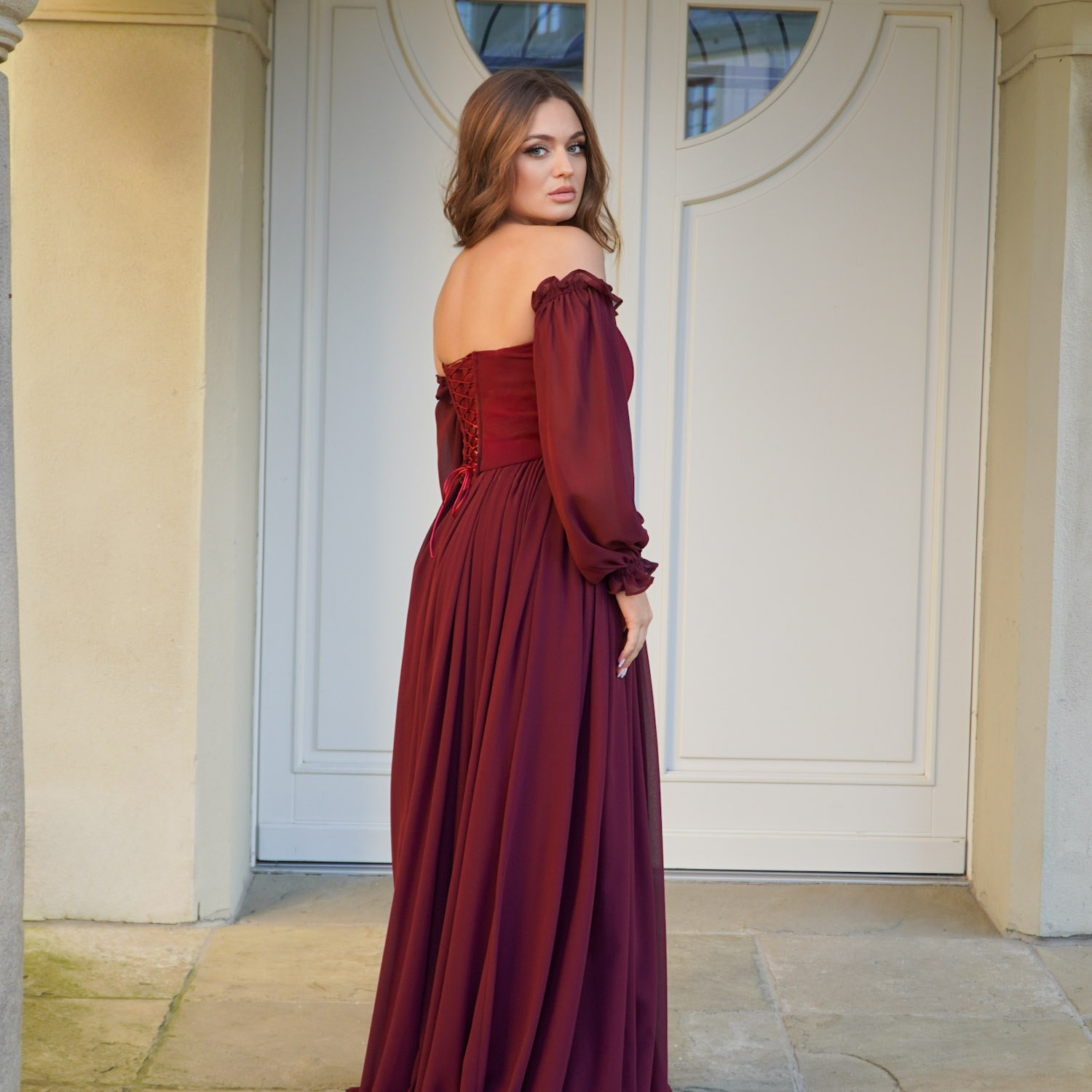 Suknia satynowa bridalstole pudrowy róż